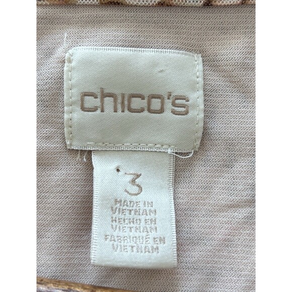 Chicos Shirt Size 3 Extra Large Blouse Tiered Mosaic Ruffle Asymmetrical Flowy - Picture 8 of 9